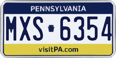 PA license plate MXS6354