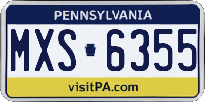 PA license plate MXS6355