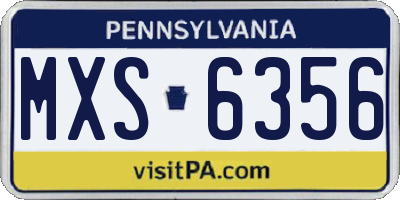 PA license plate MXS6356