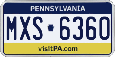PA license plate MXS6360