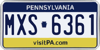 PA license plate MXS6361