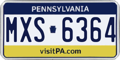 PA license plate MXS6364