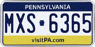PA license plate MXS6365