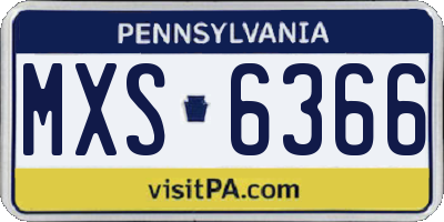 PA license plate MXS6366