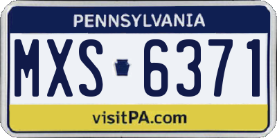PA license plate MXS6371