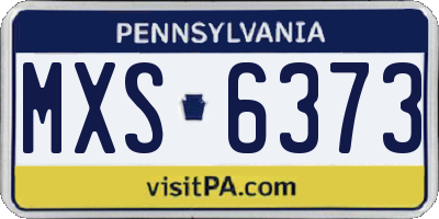 PA license plate MXS6373