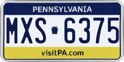 PA license plate MXS6375