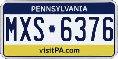 PA license plate MXS6376