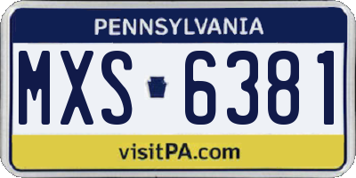 PA license plate MXS6381