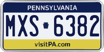 PA license plate MXS6382