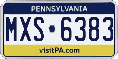 PA license plate MXS6383