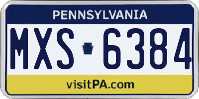 PA license plate MXS6384