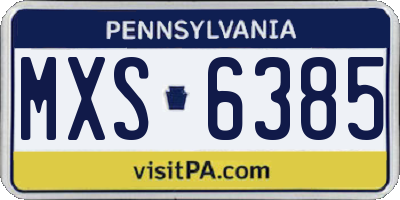 PA license plate MXS6385