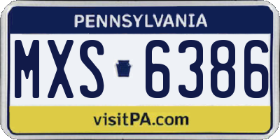 PA license plate MXS6386