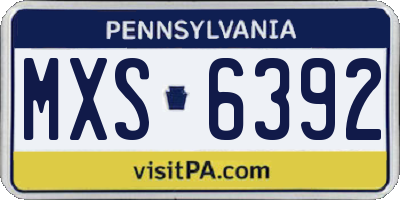 PA license plate MXS6392