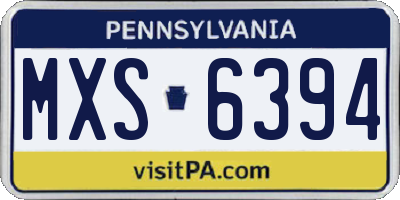 PA license plate MXS6394