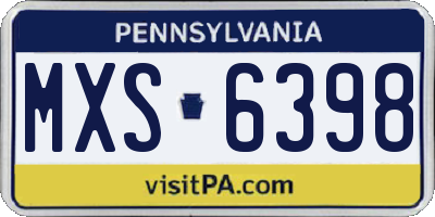 PA license plate MXS6398