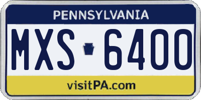 PA license plate MXS6400