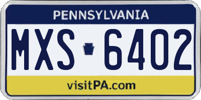 PA license plate MXS6402