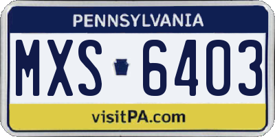 PA license plate MXS6403