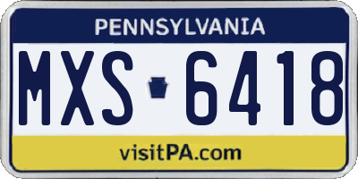 PA license plate MXS6418
