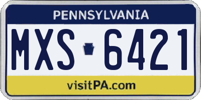 PA license plate MXS6421