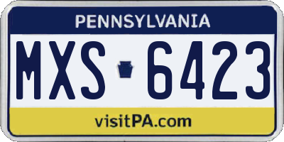 PA license plate MXS6423
