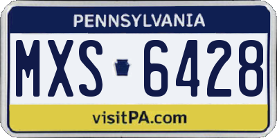 PA license plate MXS6428