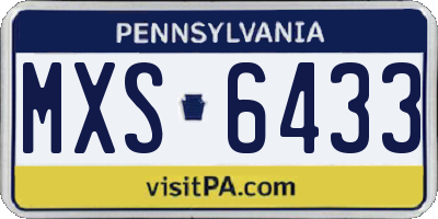 PA license plate MXS6433