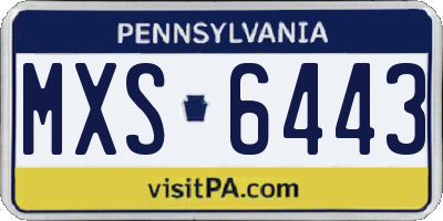 PA license plate MXS6443