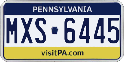 PA license plate MXS6445