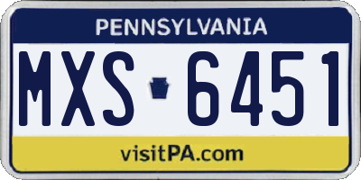PA license plate MXS6451