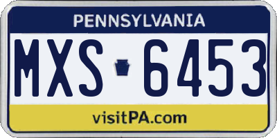 PA license plate MXS6453