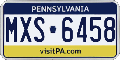 PA license plate MXS6458