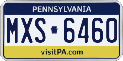 PA license plate MXS6460