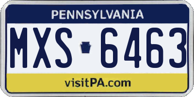 PA license plate MXS6463