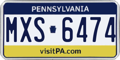 PA license plate MXS6474