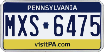 PA license plate MXS6475
