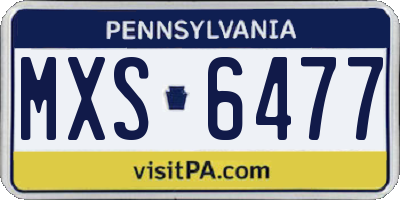 PA license plate MXS6477