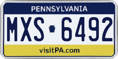 PA license plate MXS6492