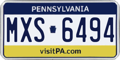 PA license plate MXS6494