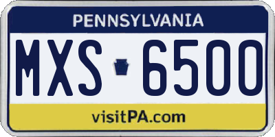 PA license plate MXS6500