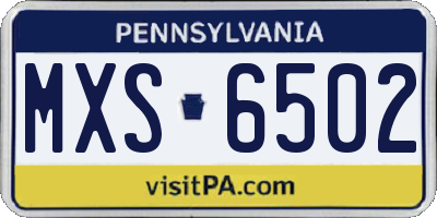 PA license plate MXS6502