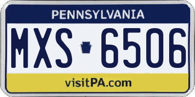 PA license plate MXS6506