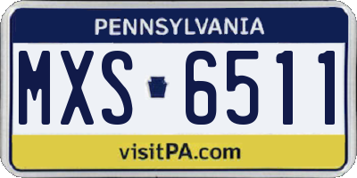 PA license plate MXS6511
