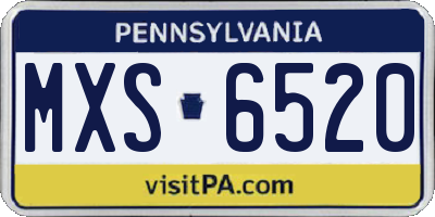 PA license plate MXS6520