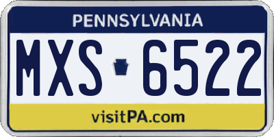 PA license plate MXS6522