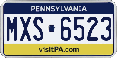 PA license plate MXS6523