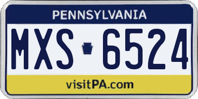 PA license plate MXS6524