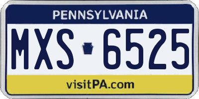 PA license plate MXS6525